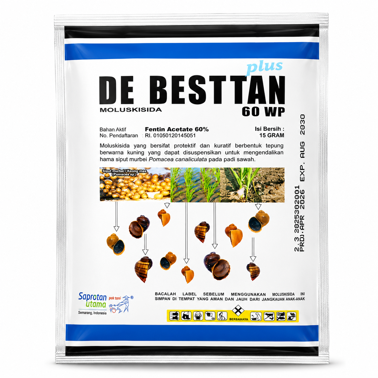 MOLUSKISIDA DE BESTTAN PLUS 60 WP (100gram) - Obat Pertanian Untuk Mengendalikan Hama Siput dan Keong Mas pada tanaman padi