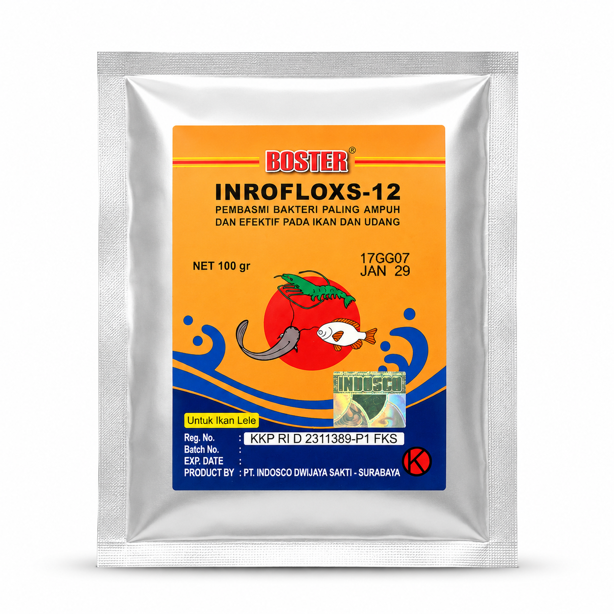 Boster Inrofloxs 12% Serbuk 100g - Efektif Cepat, Obat Ikan, Anti Bakteri - Powder, Orange